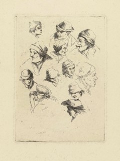 Study Sheet with twelve heads, print maker: Marie Lambertine Coclers, 1776 - 1815