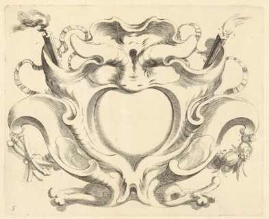 Broad lobe cartridge with heart-shaped compartment, Johannes Lutma (II), c. 1653 - c. 1655