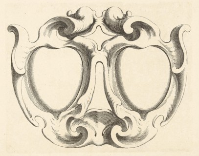 Wide cartridge with two heart-shaped compartments, print maker: Johannes Lutma II, Johannes Lutma