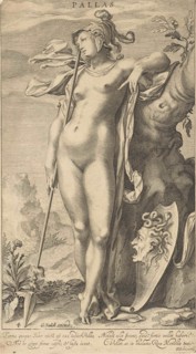Minerva in a tree, print maker: Willem Isaacsz. van Swanenburg, Michiel Jansz van Mierevelt, Petrus
