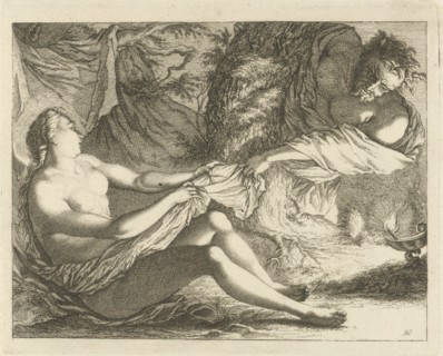 Satyr with a nymph, Arnold Houbraken, Anonymous, 1700 - 1750