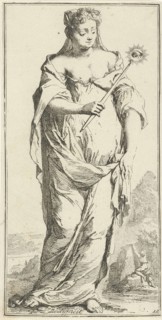 Personification of modesty, print maker: Arnold Houbraken, Leonard Schenk, 1710 - 1719