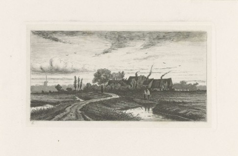 Landscape with farms, Jan van Lokhorst, 1858