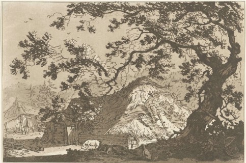Landscape with two farms, Hendrik Meijer, Timothy Sheldrake, 1789 - 1793