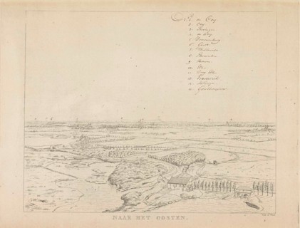 View of the landscape east of Nijmegen, with floodplains, in the distance is Ooij, on the horizon