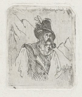 Tyrolean man in a mountain landscape, Joseph Hartogensis, c. 1837 - 1865