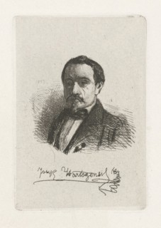 Self Portrait of Joseph Hartogensis, print maker: Joseph Hartogensis, 1857