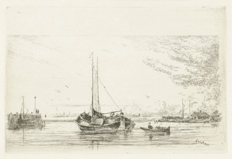River view with boat and rowboat, Jan DaniÃ«l Cornelis Carel Willem baron de Constant Rebecque,