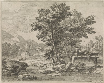Landscape with classical ruins, Abraham Genoels, 1650 - 1690