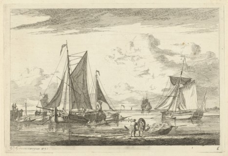 Beach and sea with several boats, Gerrit Groenewegen, 1793