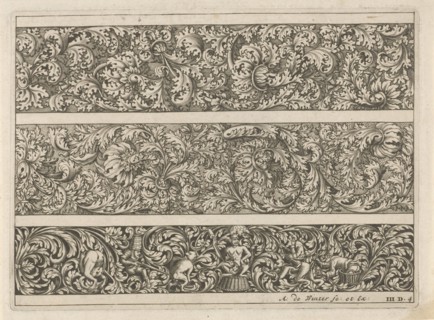 Three friezes with leaf tendrils, Anonymous, Anthonie de Winter, 1696