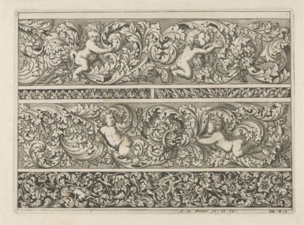 Three friezes with leaf tendrils, Anthonie de Winter, Anonymous, 1696