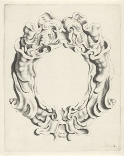 Cartouche with lobe ornament, overhead mask with open mouth, print maker: Michiel Mosijn, Gerbrand