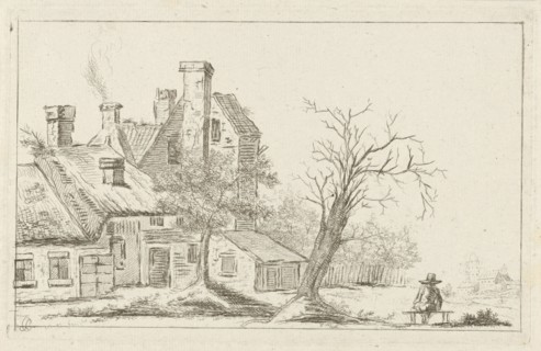 Landscape with houses, Charles Joseph Emmanuel de Ligne, 1774 - 1792