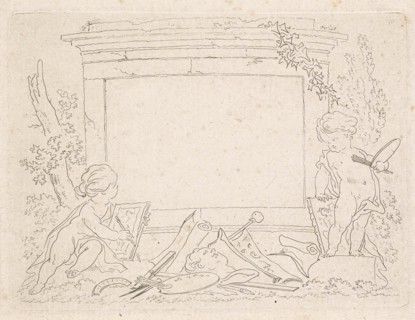 Vignette with drawing and painting gear, Derk Anthony van de Wart, 1782 - 1824