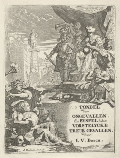 Severed heads for a prince on a throne, Arnold Houbraken, 1699