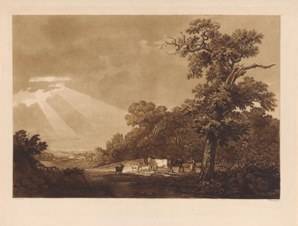 Hilly landscape with a herd of animals, Ludwig Gottlieb Portman, 1787 - 1828