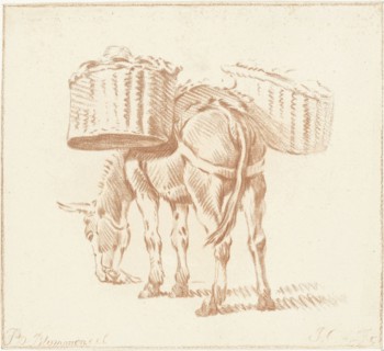 Loaded donkey, Jurriaan Cootwijck, 1724 - 1798