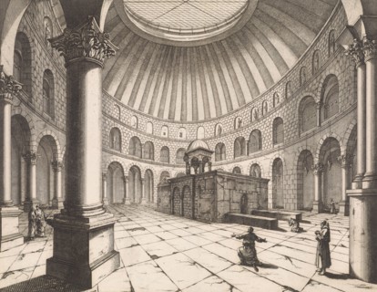 Interior of the Holy Sepulchre in Jerusalem Israel, Jan Luyken, 1698