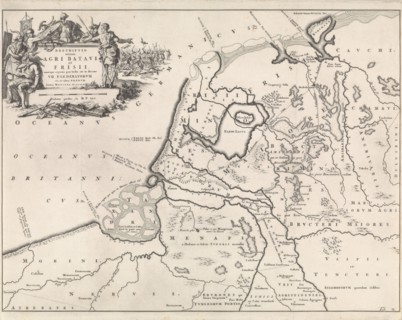 Historical map of the Netherlands at the time of the Batavians and Frisians II, Jan Luyken,