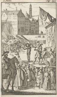 Mirandor's brother employed by a quack, who is trying to sell his wares on a market square, Caspar