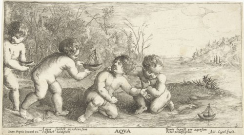 Children playing with boats, Joseph Antoine Cochet, Johannes Popels c. 1645 - c. 1670
