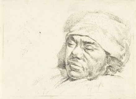 Portrait of the painter Francis Andreas Milatz on his deathbed, print maker: Hermanus van Brussel,