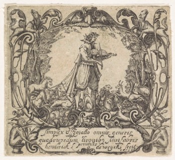 Orpheus playing to the animals, print maker: Hendrick L. de Weyck