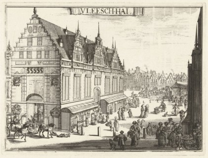 View of the Vleeshal Haarlem, The Netherlands, Romeyn de Hooghe, 1688 - 1689