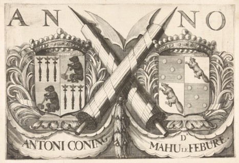 Coat of arms of Antoni Coning (mayor of Haarlem?) And Mahu le Febure (mayor of Haarlem). Between