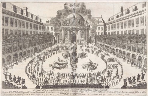 Carousel in the Hofburg in Vienna, Jan van Ossenbeeck, Anonymous, in or after 1667