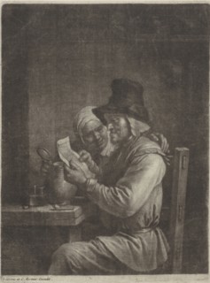Man and woman reading a letter, Wallerant Vaillant, David Teniers (II), Johannes Covens and