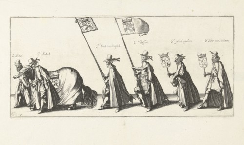 The funeral procession (Plate 5), 1623, Simon Frisius, Hendrick Hondius (I), 1615