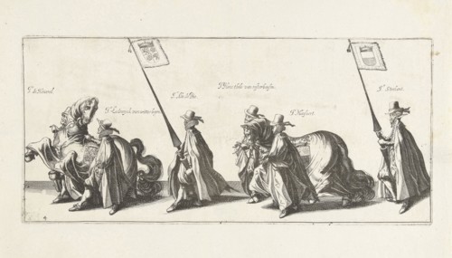 The funeral procession (Plate 4), 1623, Simon Frisius, Hendrick Hondius (I), 1615