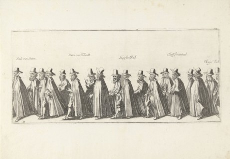 The funeral procession (Plate 11), 1623, print maker: Simon Frisius, Hendrick Hondius I, 1615