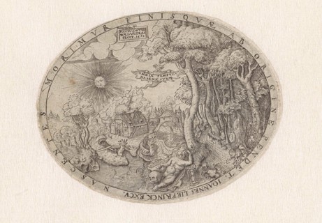 Boy with a skull and hourglass in a landscape, Paulus van Wtewael, Hans Liefrinck (II), 1570
