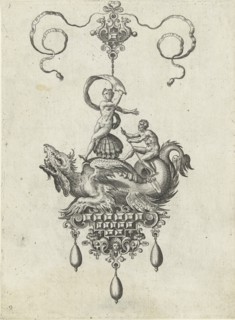 Pendant with dragon with a double shell on his back, Adriaen Collaert, Hans Collaert I, Philips