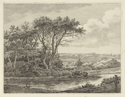 Landscape with river, Adrianus Serné, 1783 - 1853