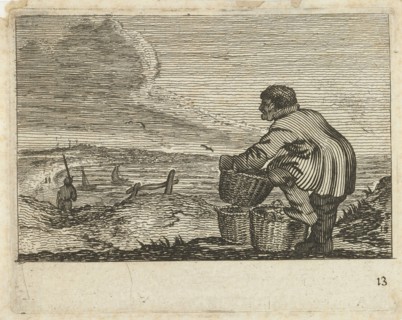 Dune landscape with a man with three baskets, Gillis van Scheyndel (I), Jan Porcellis, 1645