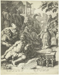 The prodigal son (left page), Jacob de Gheyn (II), Petrus Hogerbeets, Ger. Valk, 1596