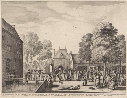 Visit of Queen Henrietta Maria to Adriaen Peacock on the Slot Heemstede, 1642, Anonymous, Claes