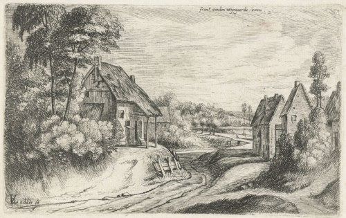 Landscape with two farms along a road, Lodewijk de Vadder, 1615 - 1655