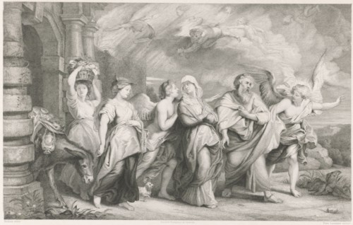 Flight of Lot and his family from Sodom, Ferdinand Leenhoff, Ch. Chardon, 1841 - 1914