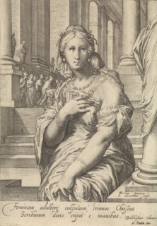 The adulteress, Jan Saenredam, Balthasarus Schonaeus, Gerard Valck, 1661 - 1726