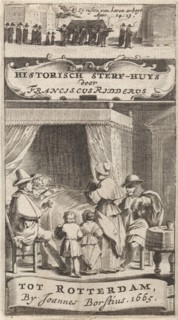 Title page for F. Ridderus Historical sterf-huys, 1665. Pieter Holsteyn (II), Johannes Borstius,