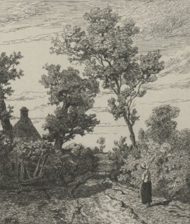 Farmer on a country road, Willem Roelofs I, 1832 - 1897