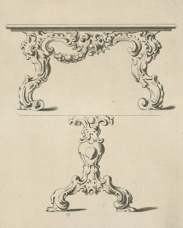 Console table and table leg in auricular style, print maker: Pieter Hendricksz. Schut, Gerbrand van