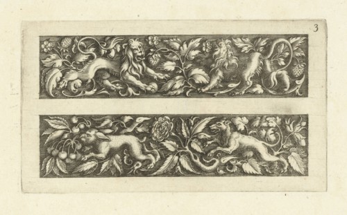 Two friezes, the upper with two lions, Michiel le Blon, c. 1611 - c. 1625
