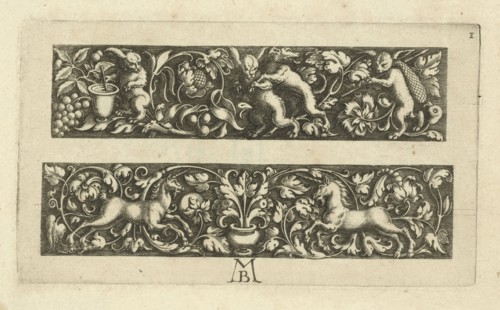 Two friezes, the top with three hares, Michael le Blon, c. 1611 - c. 1625