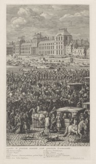 Rear Guard of the procession of King Louis XIV of France on the Pont-Neuf, Jan van Huchtenburg,